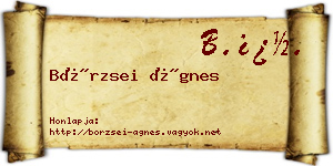 Börzsei Ágnes névjegykártya